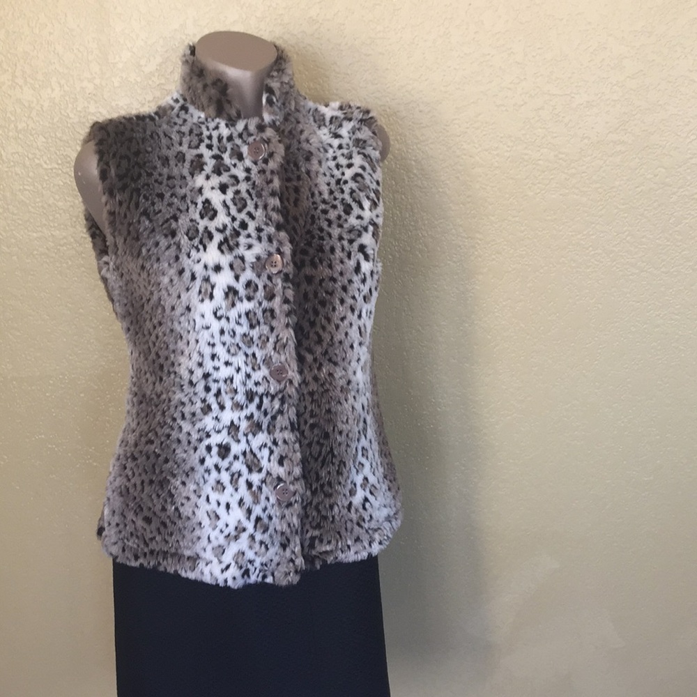 Coldwater Creek Leopard Vest - Faux - S ⭐️ NWT - Picture 1 of 7